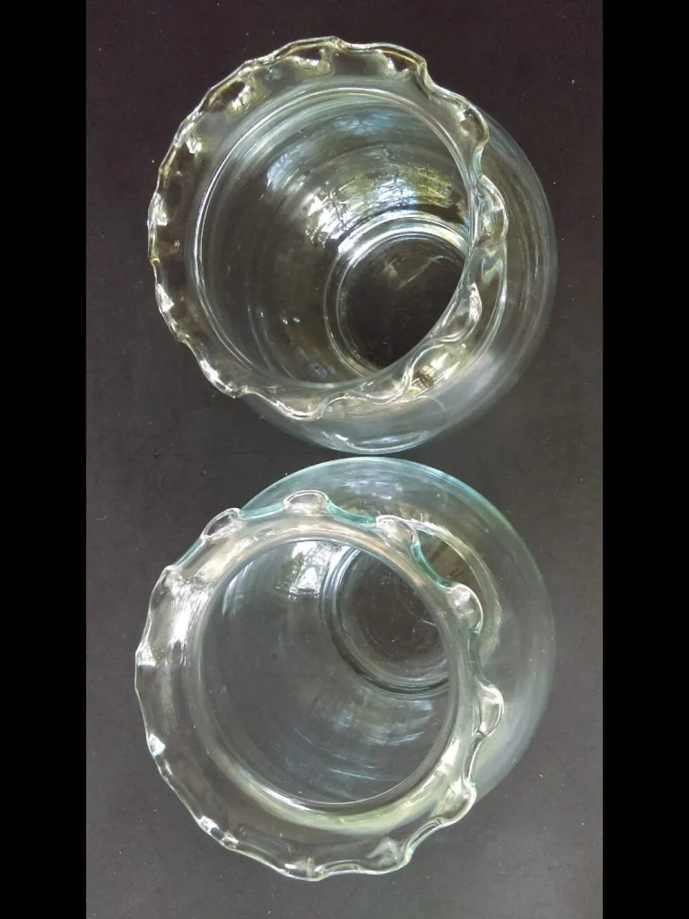 Clear Glass Ivy Bowls Ruffled Crimped Fluted Top 5
